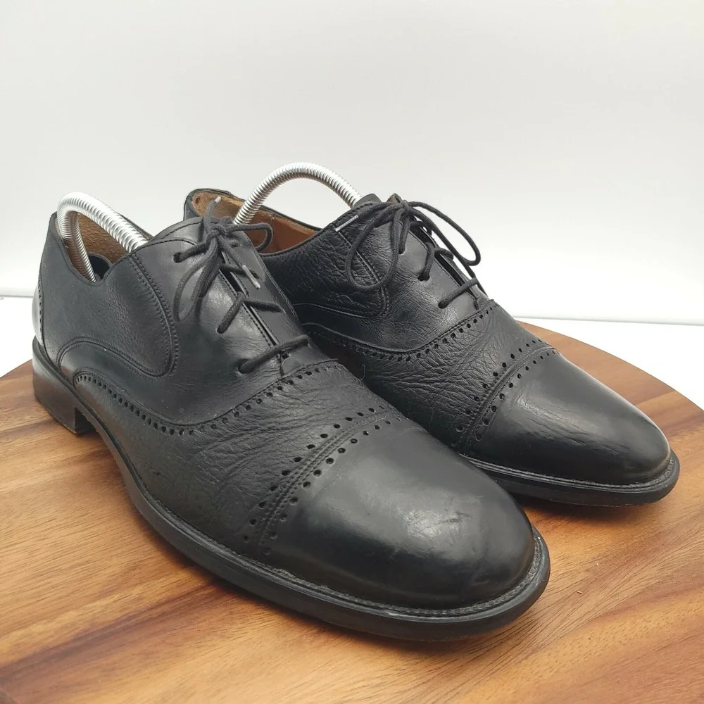 Miguel Angel Oxfords Shoes Mens Size‎ 10 M Black Leather Cap Toe Made in Spain